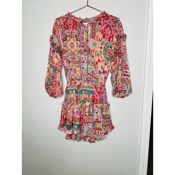 MISA Los Angeles Multicolored Metallic Split Neck Long Sleeve Elena Dress Size S - Picture 4 of 13